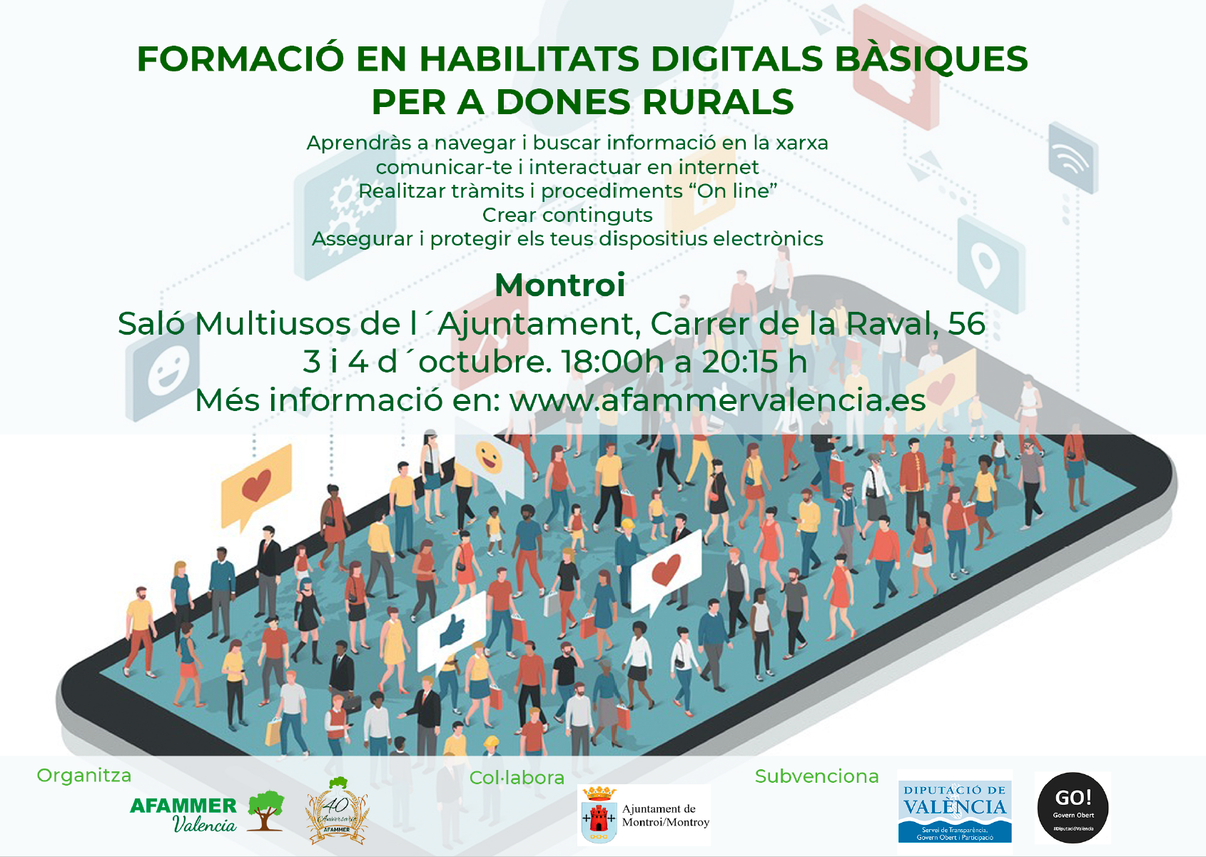 Afammer Valencia organiza su curso sobre habilidades digitales básicas en Montroi
