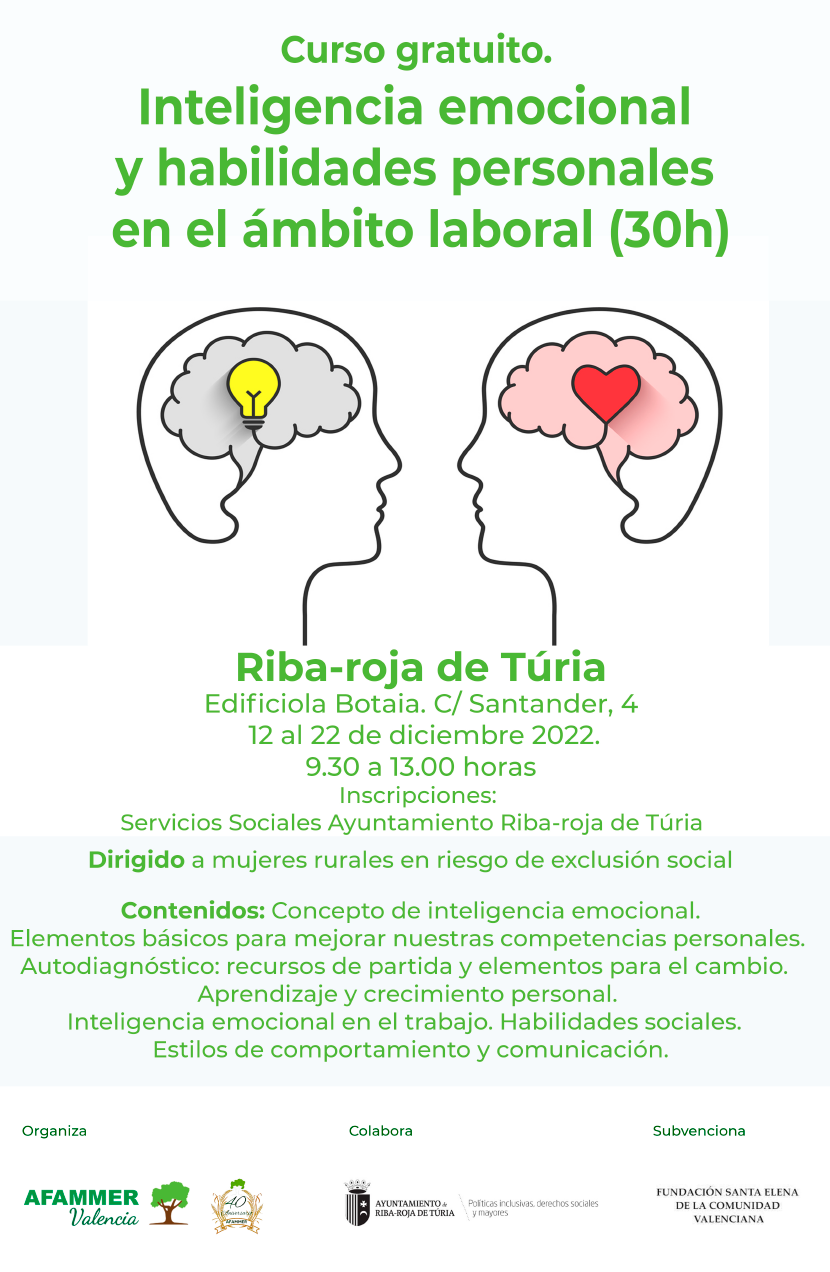 Nou curs d’intel·ligència emocional i habilitats personals en l’àmbit laboral. Riba-roja de Túria