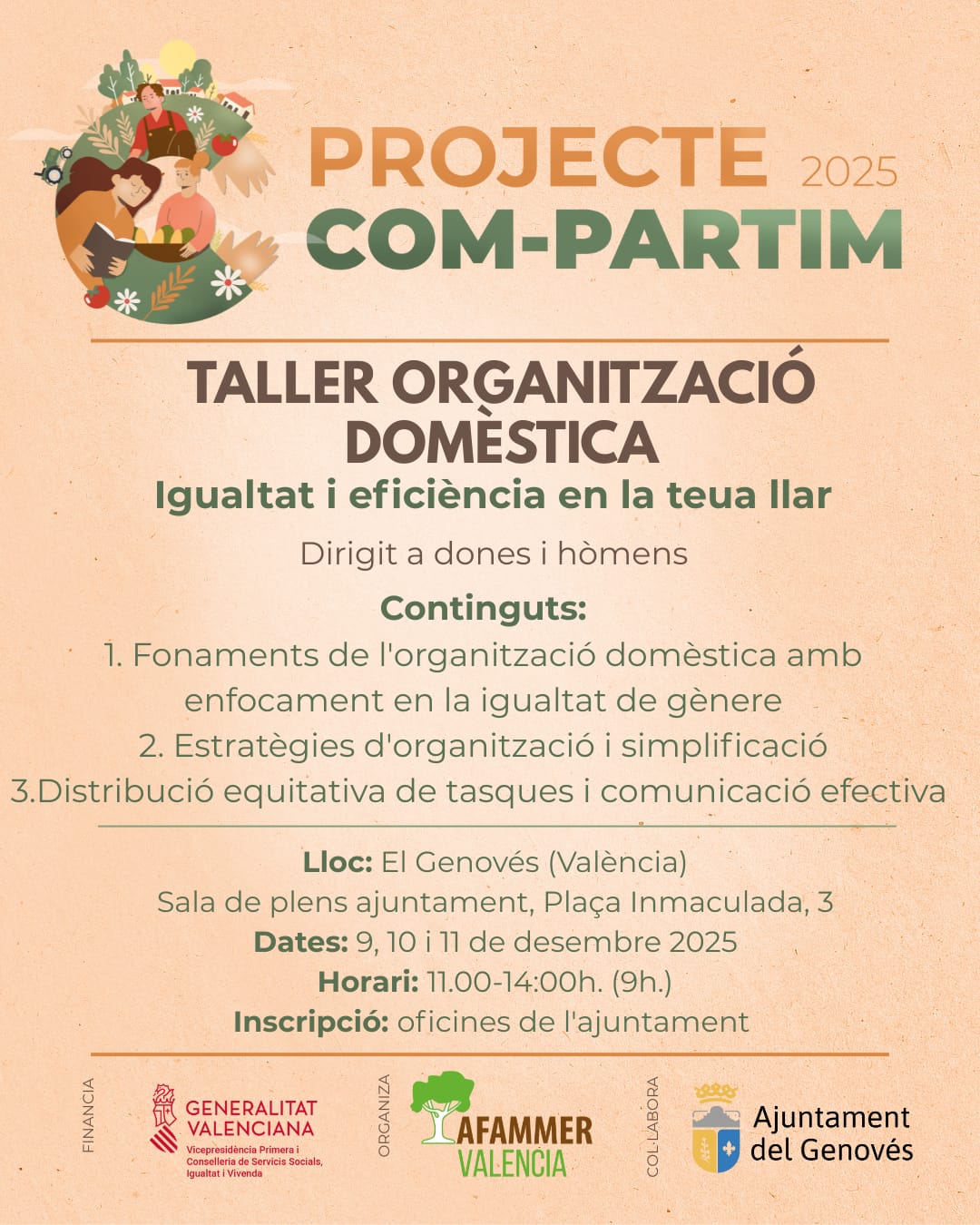 Genovés acoge nuevas sesiones del taller sobre organización doméstica coordinado por AFAMMER Valencia