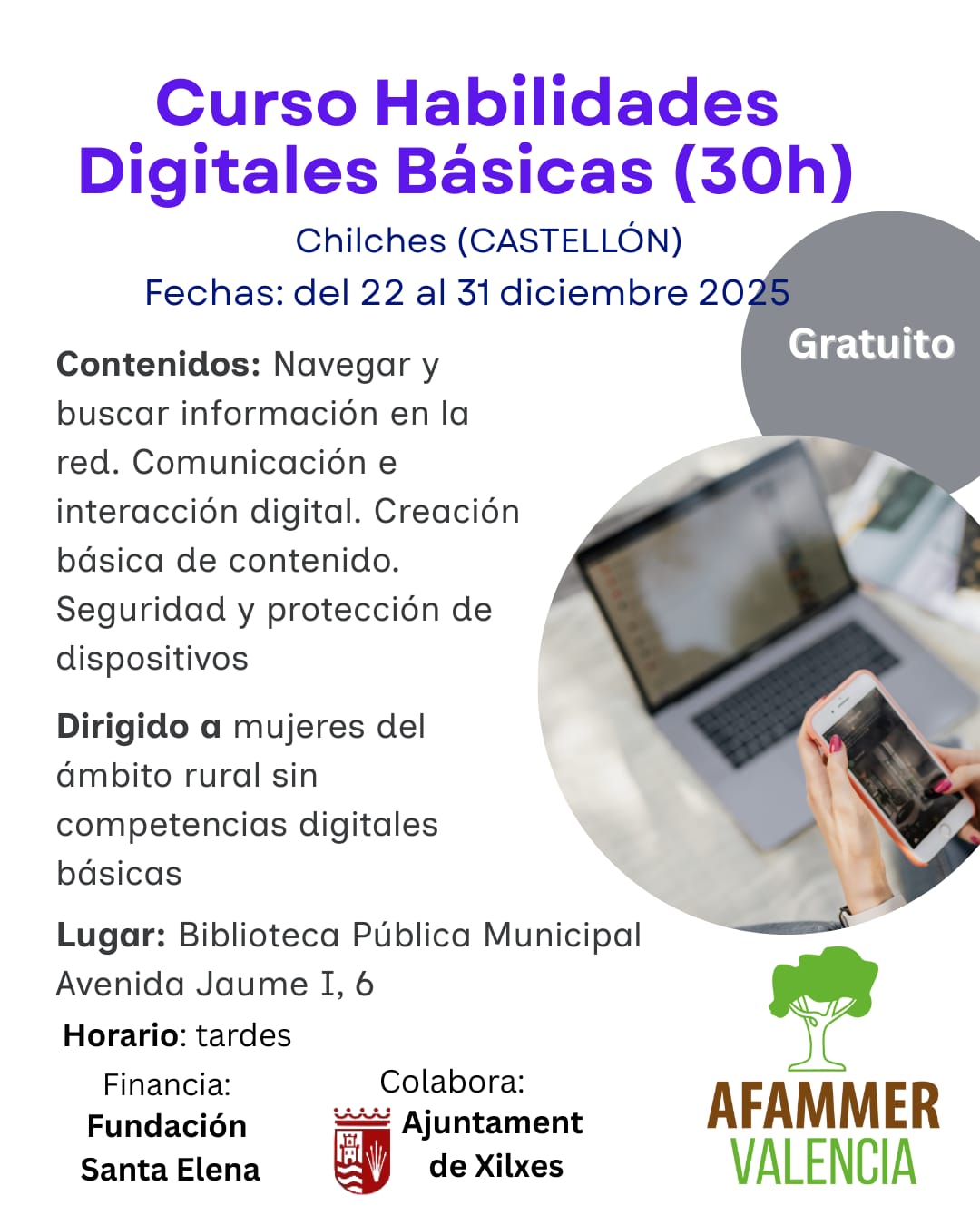 Afammer València inicia a Xilxes les sessions del Curs d’Habilitats Digitals Bàsiques
