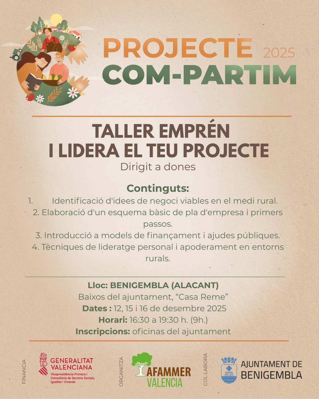 Afammer València inicia el taller “Emprén i lidera el teu projecte” a Benigembla