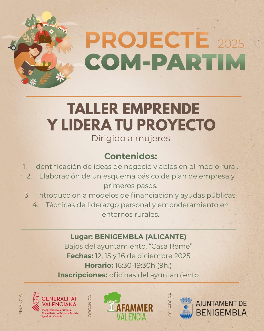 Afammer Valencia inicia el taller “Emprende y lidera tu proyecto” en Benigembla