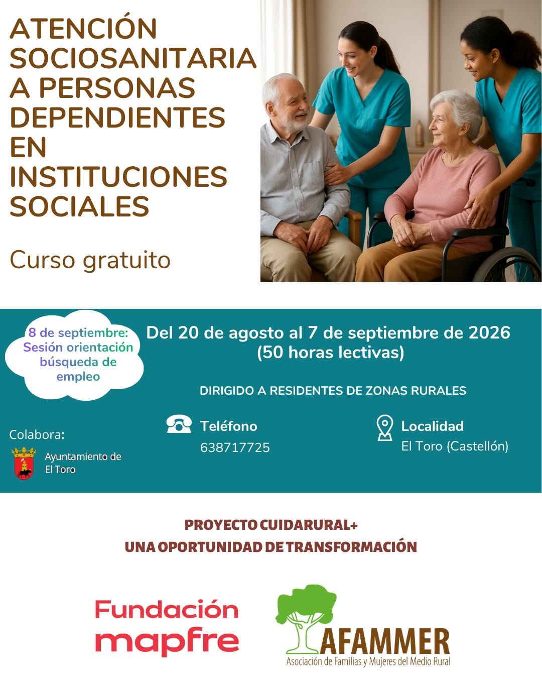 Curso de Atención Sociosanitaria a Personas Dependientes en Instituciones Sociales en El Toro , Castellón